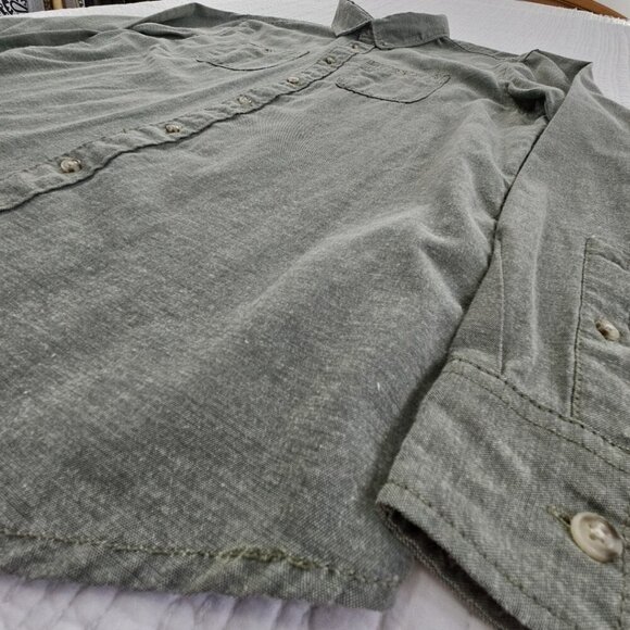 Ecko Unltd. Button Down Shirt Men's L Green Chambray Long Sleeve EUC LN - Picture 2 of 16